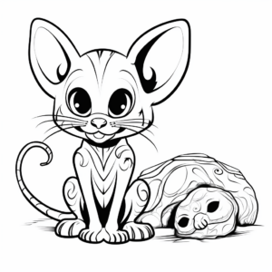 Friendly Sphynx Cat and Mouse Coloring Pages 4