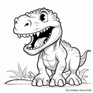Friendly T Rex Cartoon Coloring Page 1
