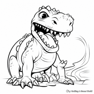 Friendly T Rex Cartoon Coloring Page 3
