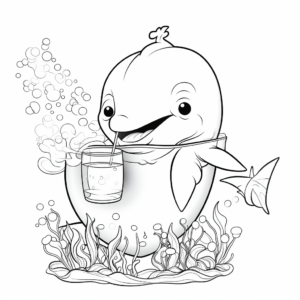 Friendly Whale Drinking Boba Coloring Pages 3