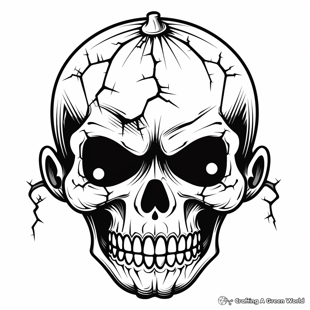 Frightening Gothic Skull Coloring Pages 1
