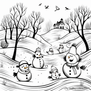 Frolicking Penguins Winter Coloring Pages 3