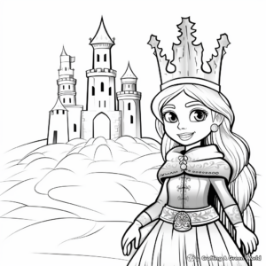 Frosty Ice Castle with Winter Princess Coloring Pages 2