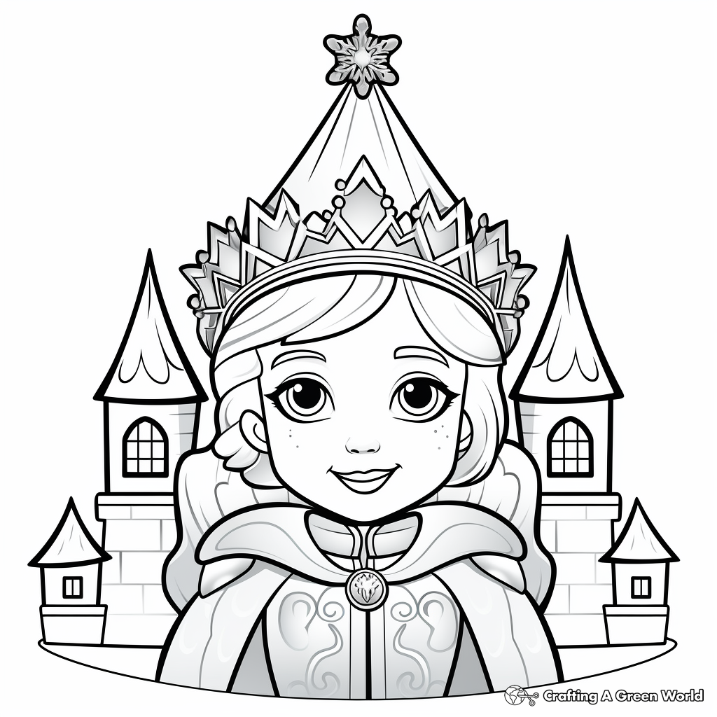 Frosty Ice Castle with Winter Princess Coloring Pages 3