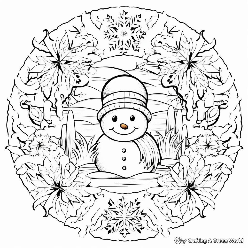 Frosty Winter Wonderland Mandala Coloring Pages 4