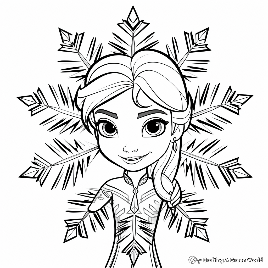 Frozen-Inspired Snowflake Coloring Pages 1