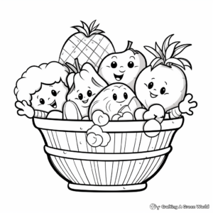 Fruit and Veggie Basket Coloring Pages for Kids 1