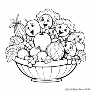 Fruit and Veggie Basket Coloring Pages for Kids 2