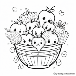 Fruit Basket Coloring Pages with Balloons for Party-themed Activity 1