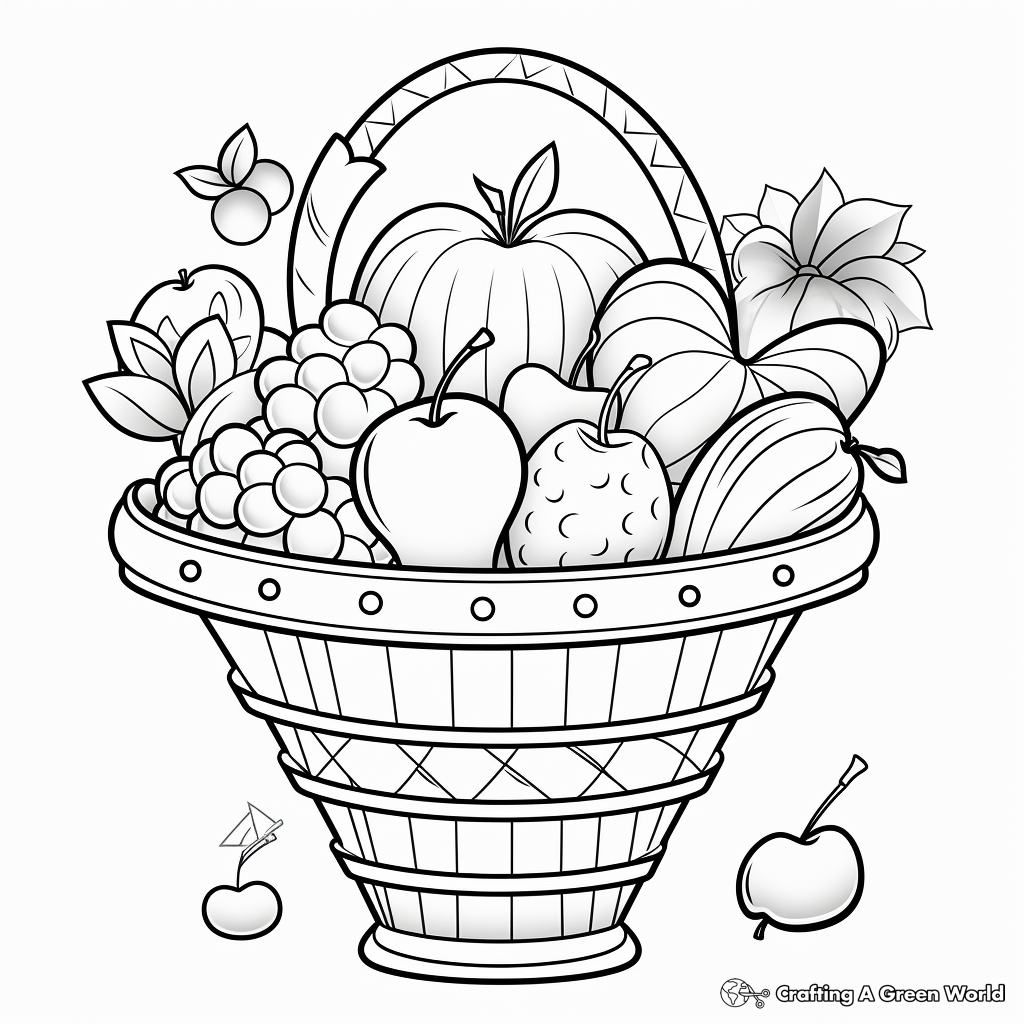 Fruit Basket Coloring Pages with Balloons for Party-themed Activity 3