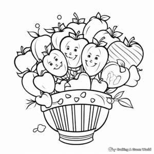 Fruit Basket Coloring Pages with Balloons for Party-themed Activity 4