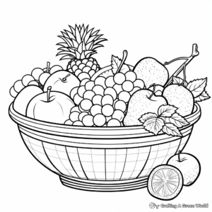 Fruit Basket Coloring Pages with Summer Fruits 3
