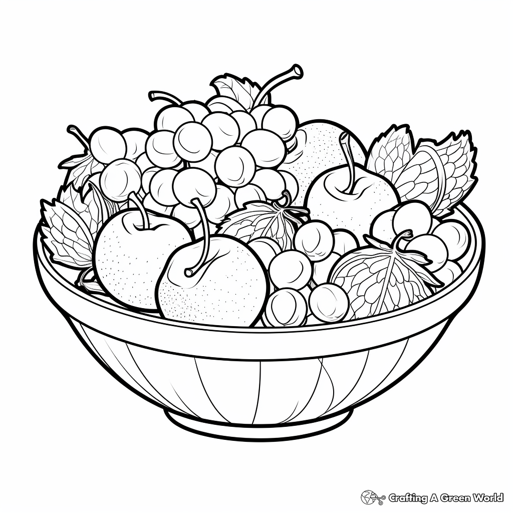 Fruit Basket Coloring Pages with Summer Fruits 4