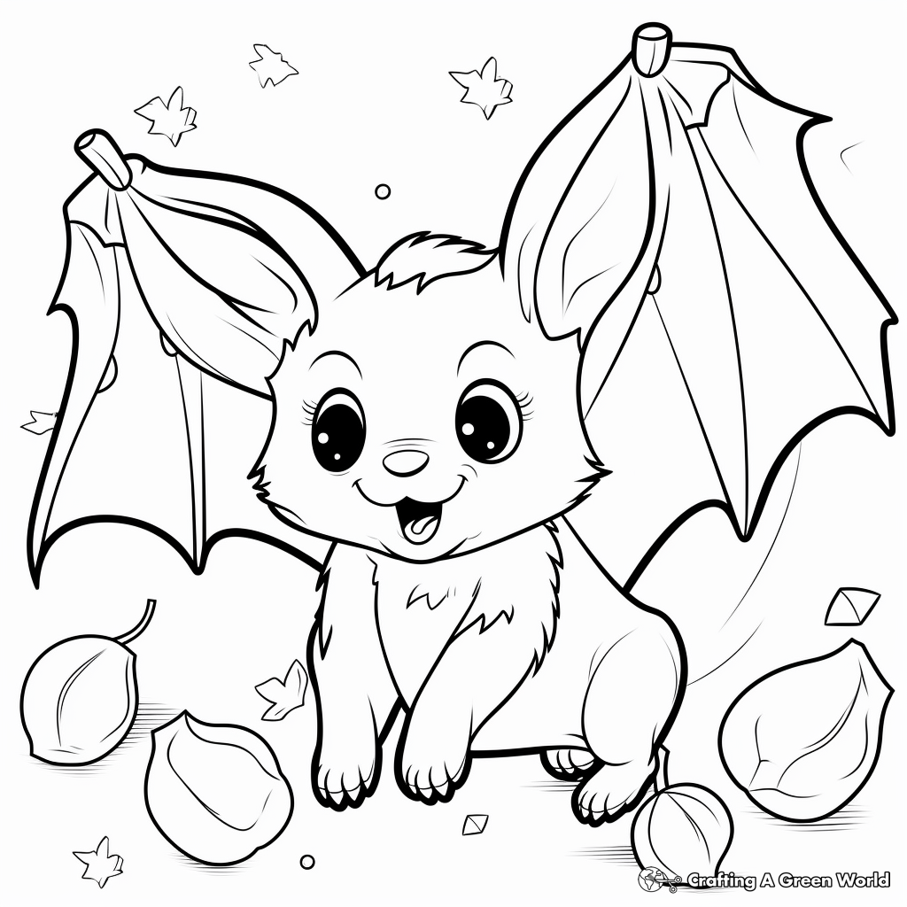 Fruit Bat and Fruit: Food-Themed Coloring Pages 2