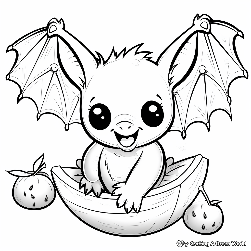 Fruit Bat and Fruit: Food-Themed Coloring Pages 3