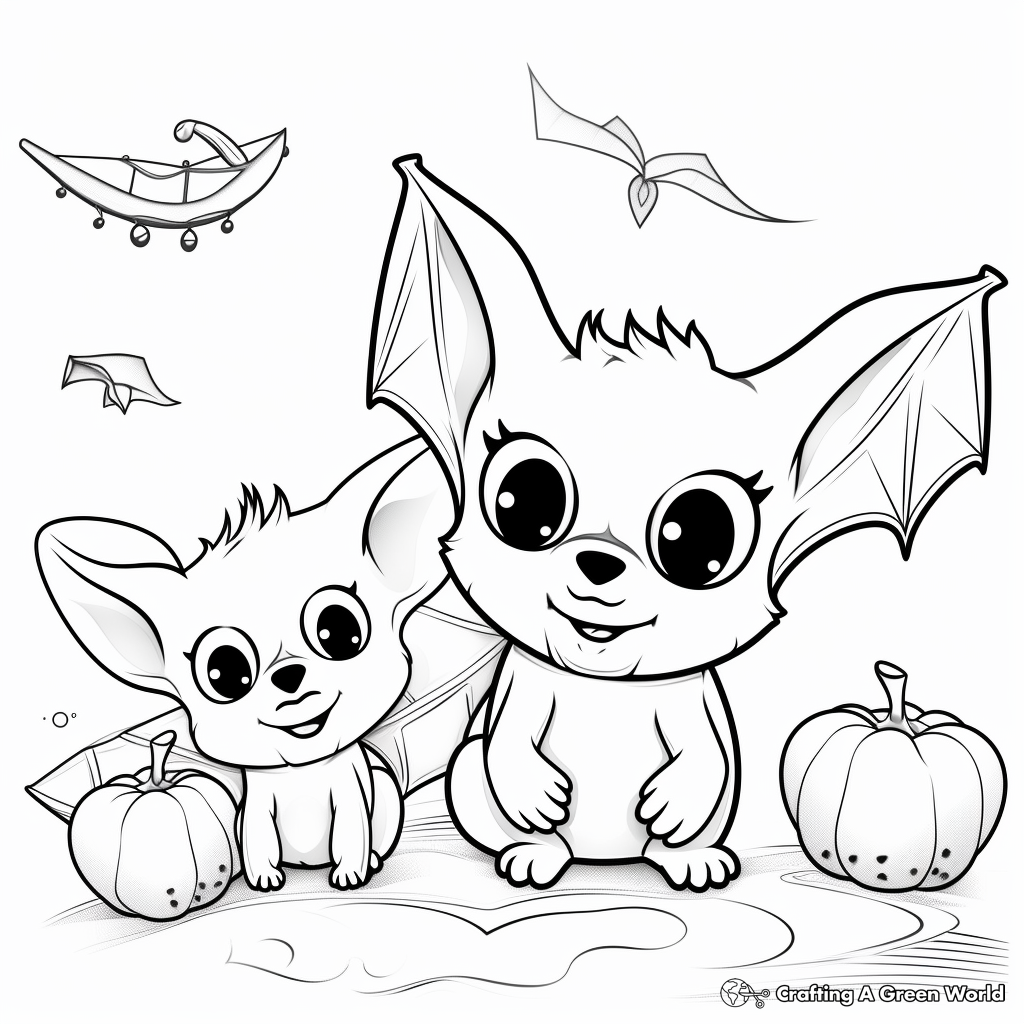 Fruit Bat Companions: Fruit Bat and Other Animals Coloring Pages 2