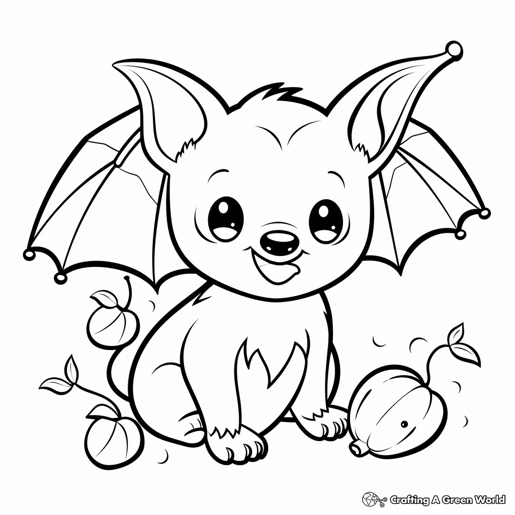 Fruit Bat Companions: Fruit Bat and Other Animals Coloring Pages 4