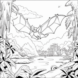 Fruit Bat Habitat: Jungle-Scene Coloring Pages 2