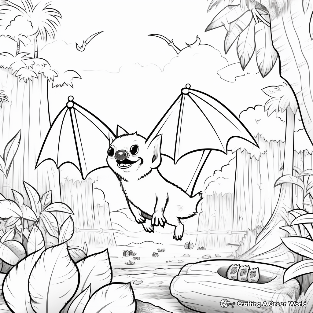 Fruit Bat Habitat: Jungle-Scene Coloring Pages 3