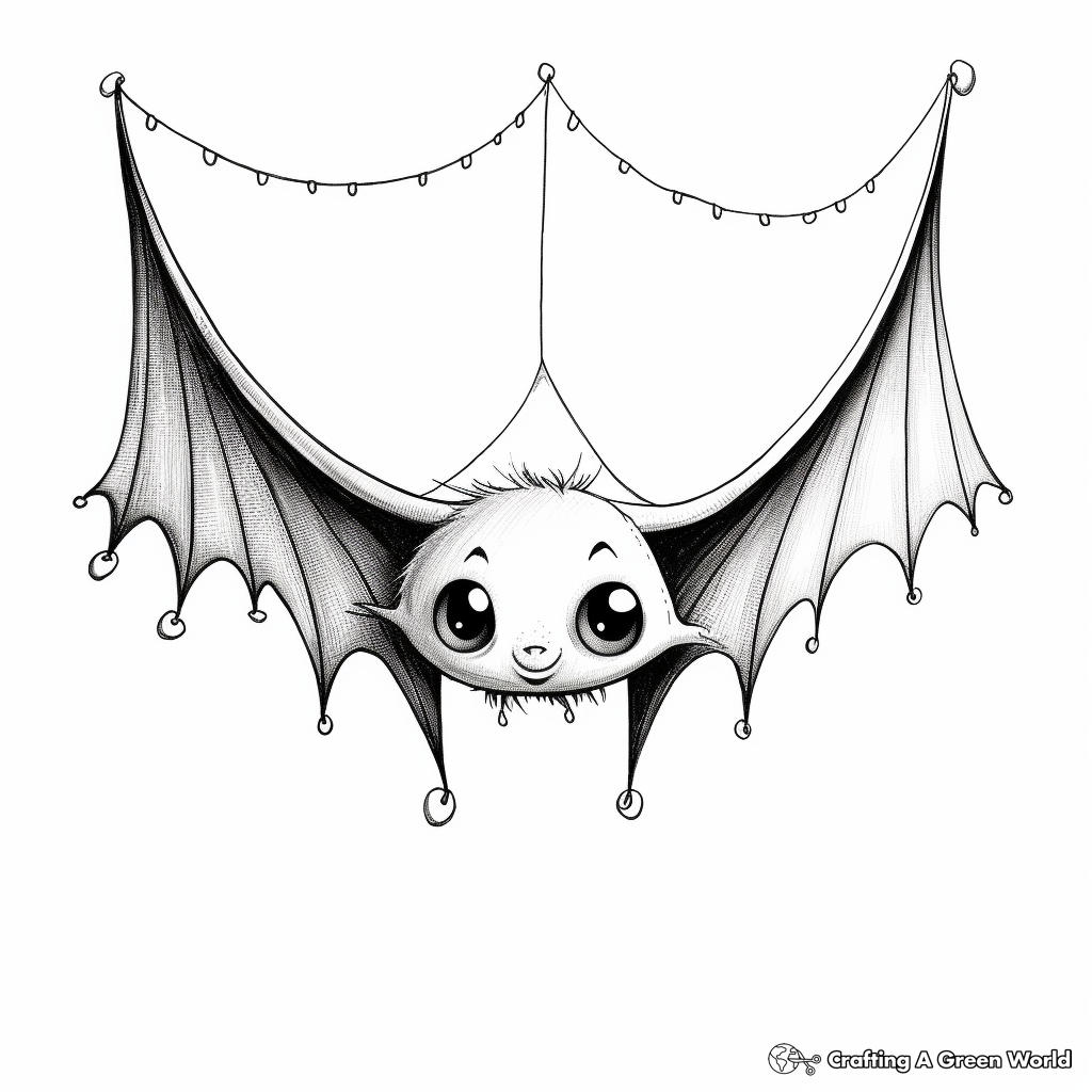 Fruit Bat Hanging Upside Down Coloring Pages 1