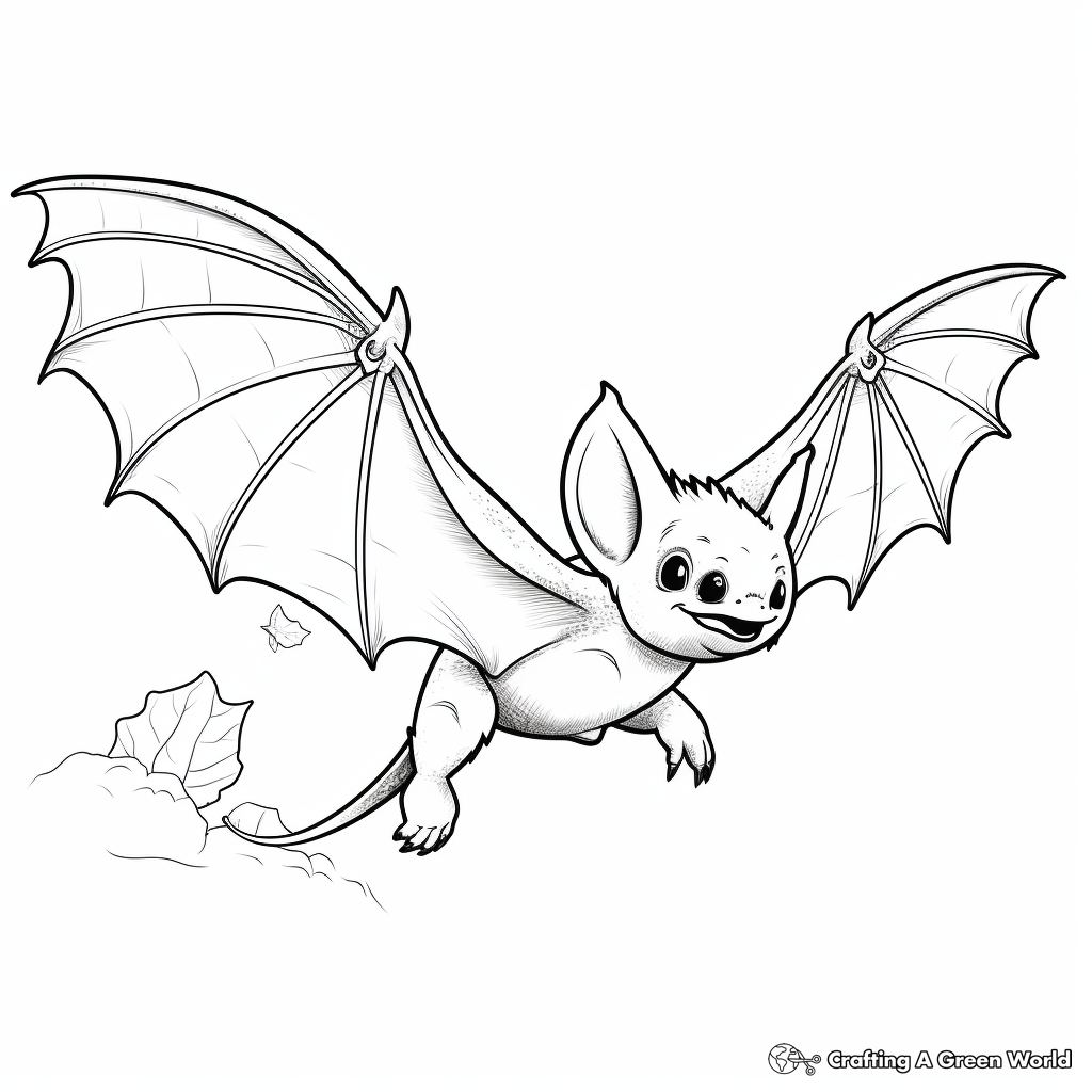 Fruit Bat in Flight Coloring Sheets 1