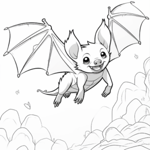 Fruit Bat in Flight Coloring Sheets 4