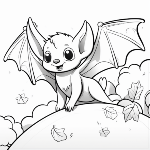 Fruit Bat in the Moonlight Coloring Pages 1