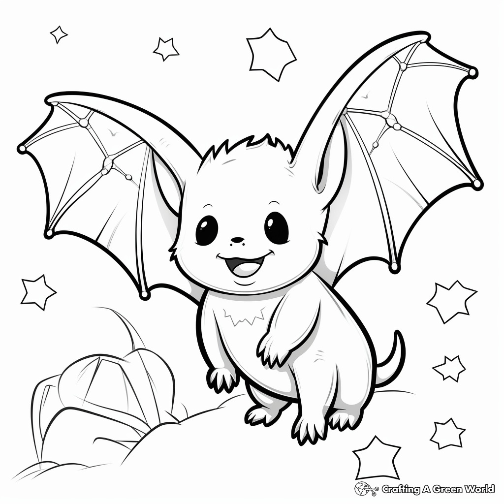 Fruit Bat in the Moonlight Coloring Pages 3