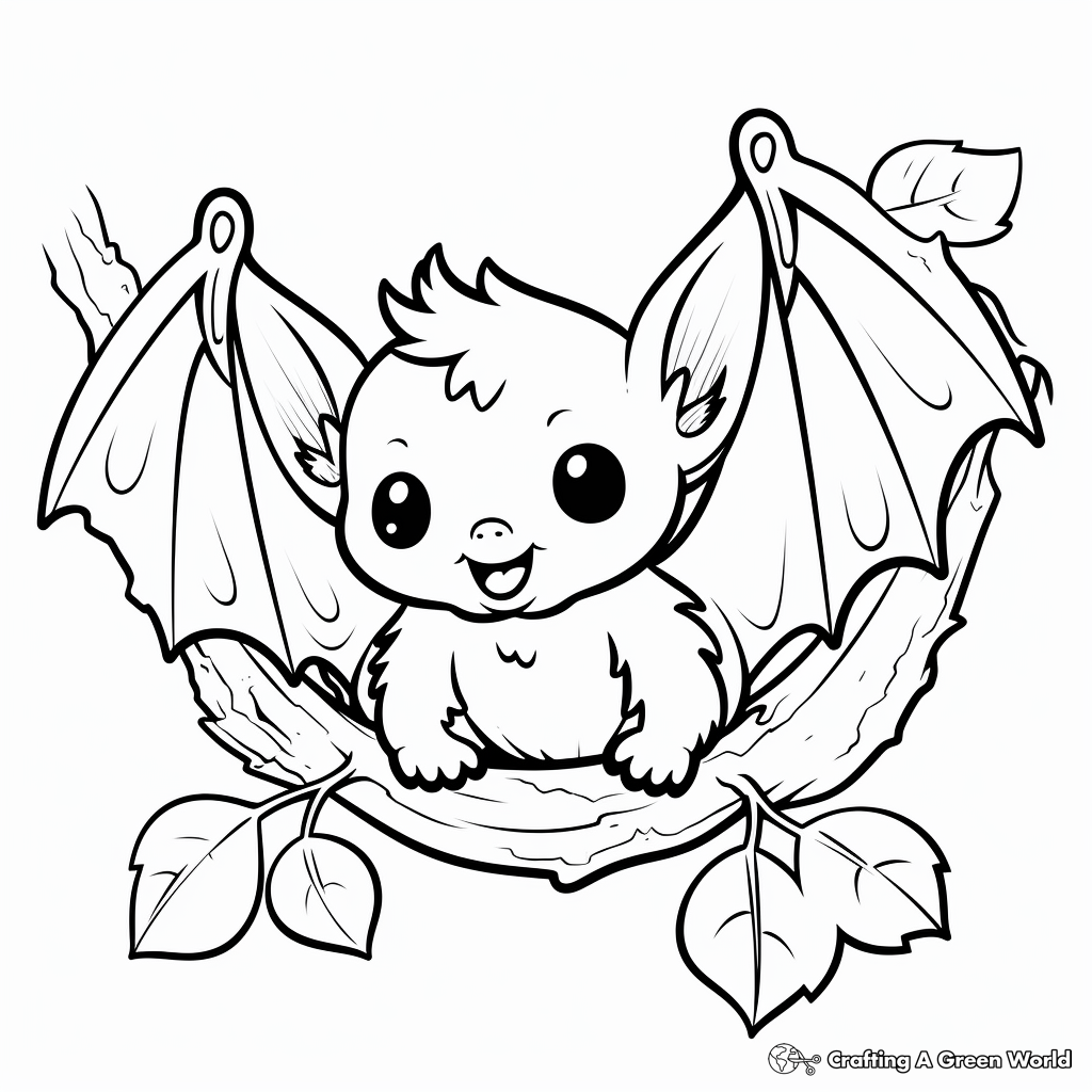 Fruit Bat in the Moonlight Coloring Pages 4