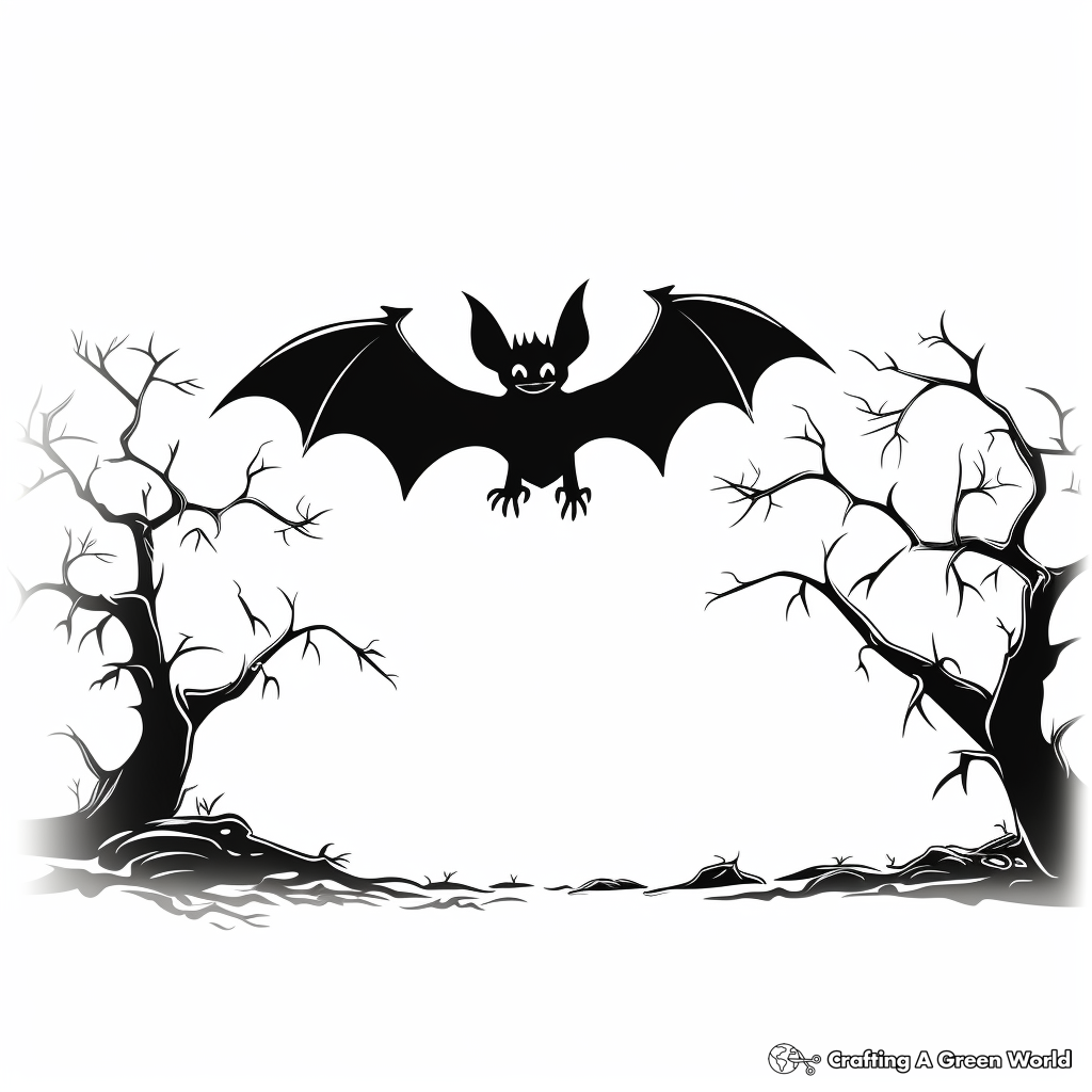 Fruit Bat Silhouette Coloring Pages for Artists 1