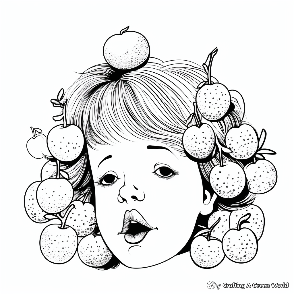 Fruits with Noses Cartoon Coloring Pages 1