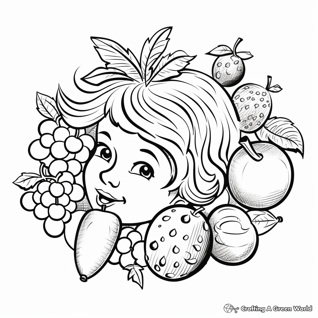 Fruits with Noses Cartoon Coloring Pages 4