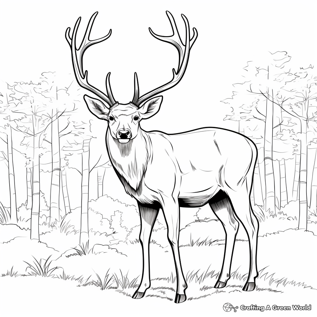 Full Antler Big Buck Coloring Pages 1