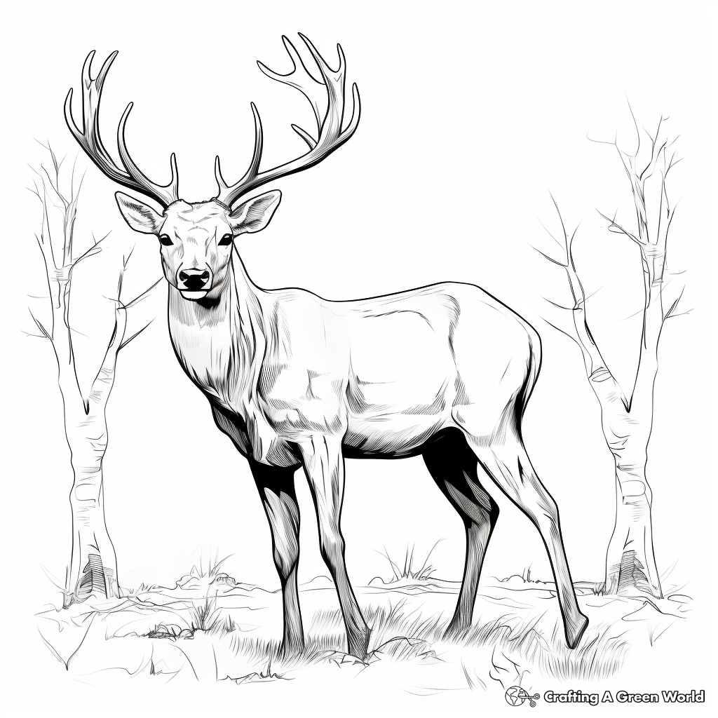 Full Antler Big Buck Coloring Pages 2