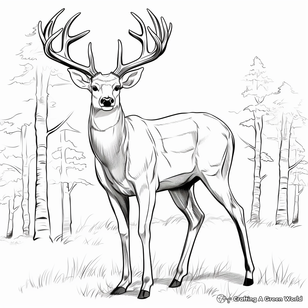 Full Antler Big Buck Coloring Pages 4