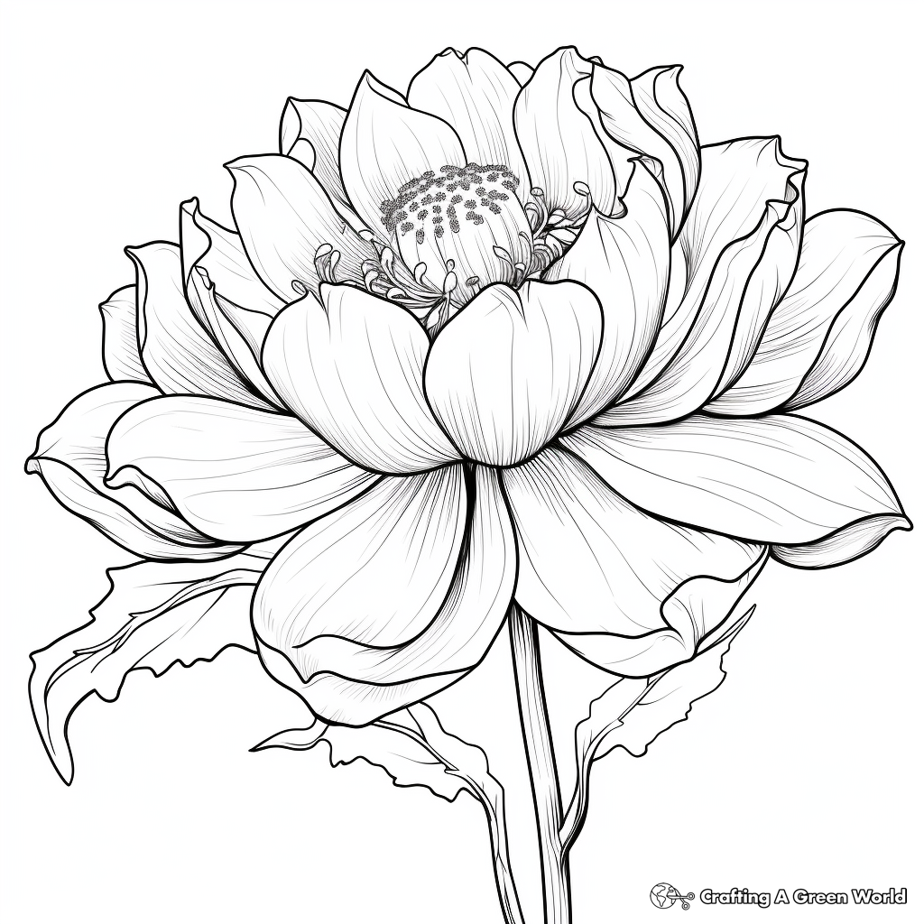 Full Bloom Lotus Coloring Pages for Adults 1