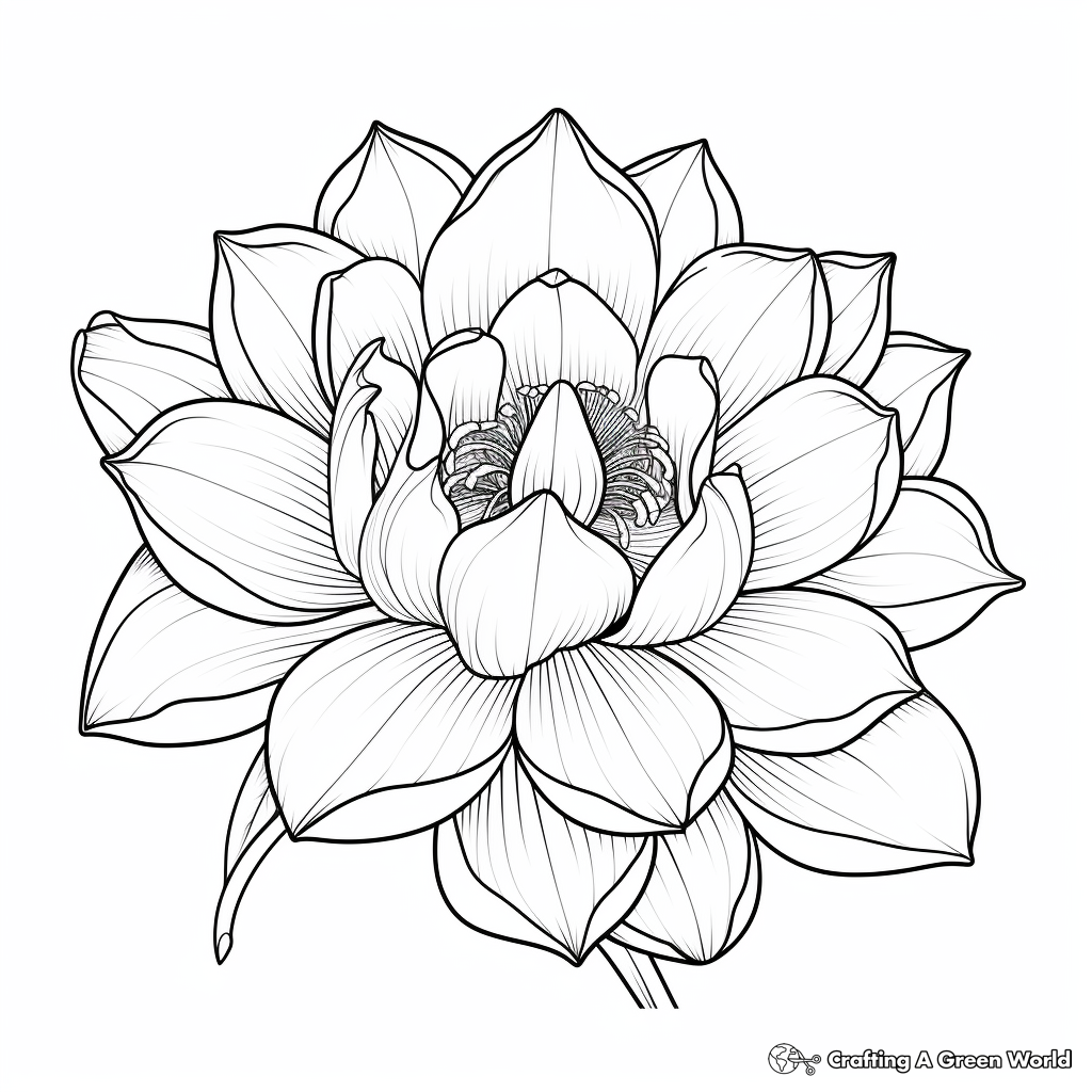 Full Bloom Lotus Coloring Pages for Adults 3
