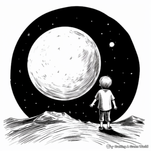 Full Moon and Aurora Coloring Pages 1