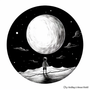 Full Moon and Aurora Coloring Pages 2