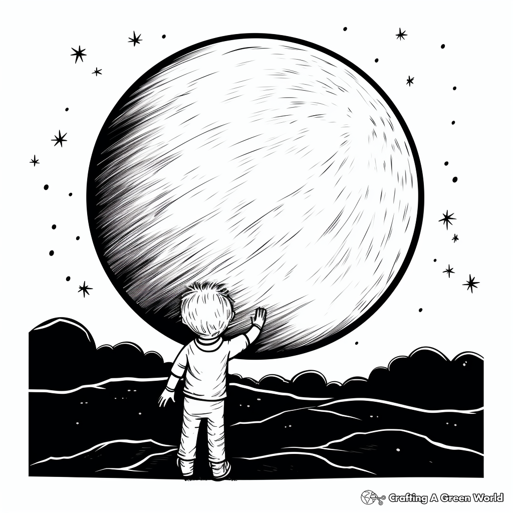 Full Moon and Aurora Coloring Pages 4