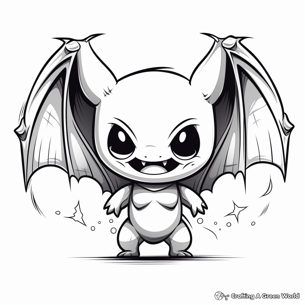 Full Moon and Bat Wings Coloring Pages 1
