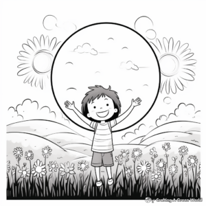 Full Moon and Flower Field Coloring Pages 4