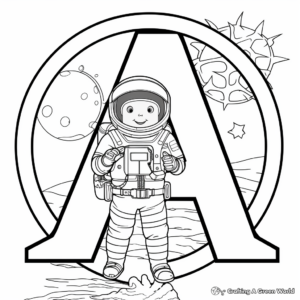 Fun 'A' is for Astronaut Coloring Pages 1