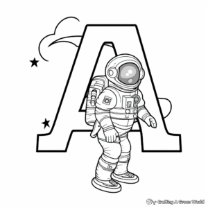 Fun 'A' is for Astronaut Coloring Pages 2