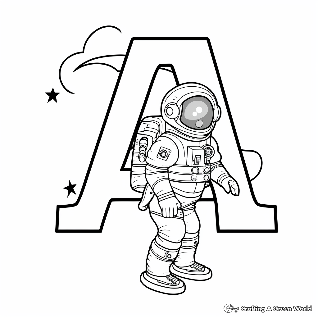 Fun 'A' is for Astronaut Coloring Pages 2
