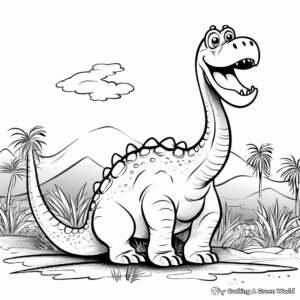 Fun and Friendly Brontosaurus Coloring Page 2