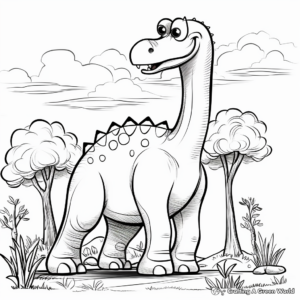 Fun and Friendly Brontosaurus Coloring Page 4