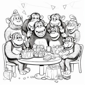 Fun and Lively Chimpanzee Party Coloring Pages 3