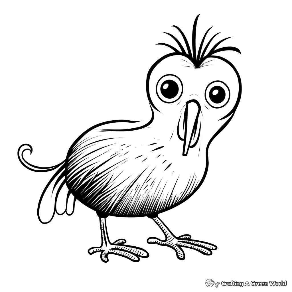 Fun and Playful Cartoon Kiwi Bird Coloring Pages 4