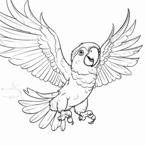 Fun and Playful Flying Macaw Coloring Pages 1